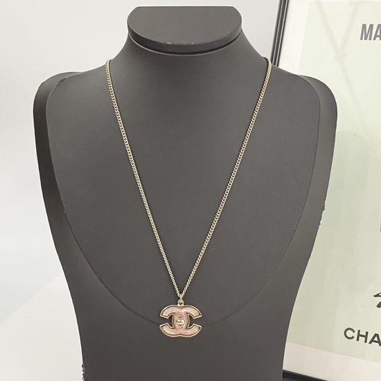 Chanel Pink Glaze Buckle Necklace