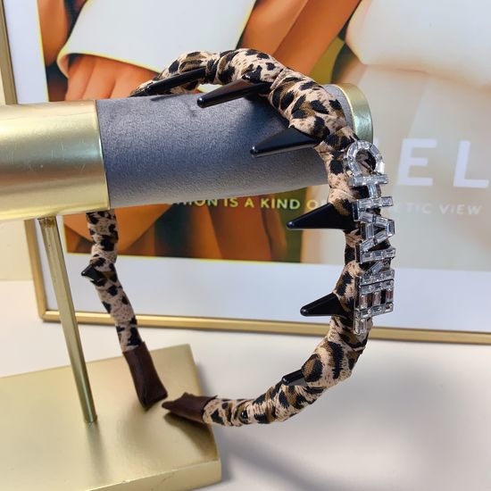Chanel Leopard Rhinestone Decor Hair Hoop