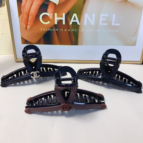 Chanel Leather Logo Hair Claw Clip