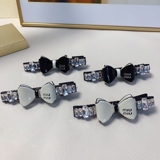 Miu Miu Acrylic Bow Rhinestone Hair Clips