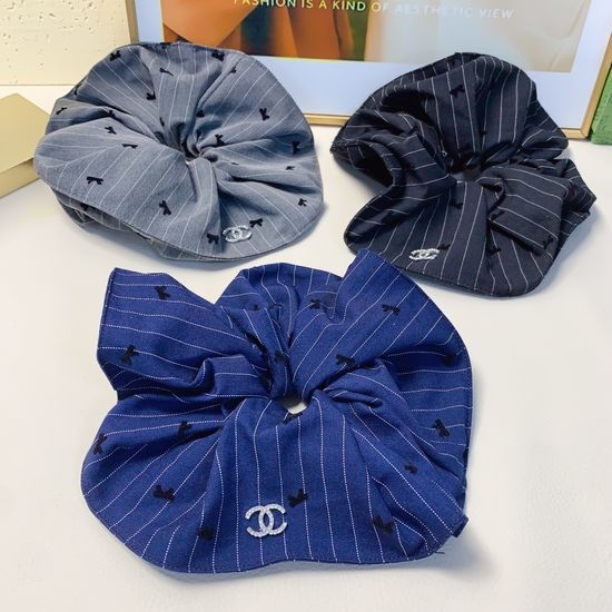 Chanel Flocked Bow Hair Elastic Band