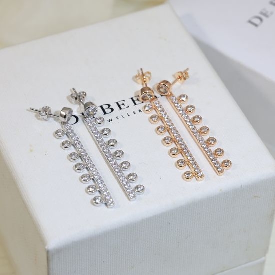 De Beers Sterling Silver Needle Stud Earrings