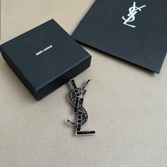 Yves Saint Laurent YSL Stylish Metal Brooch Premium Texture