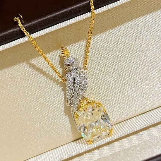 Tiffany & Co. Square Diamond Parrot Silver Necklace