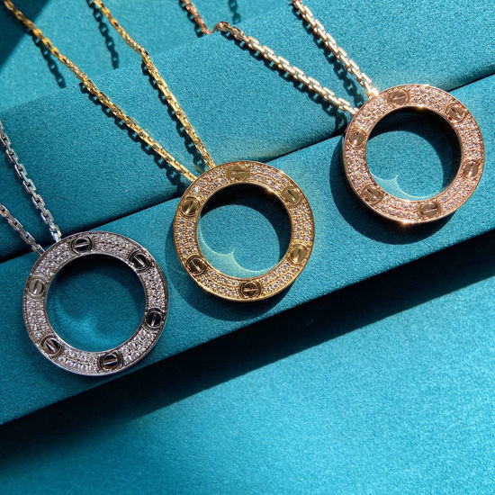 Cartier Full Diamond Paved Round Disc Necklace