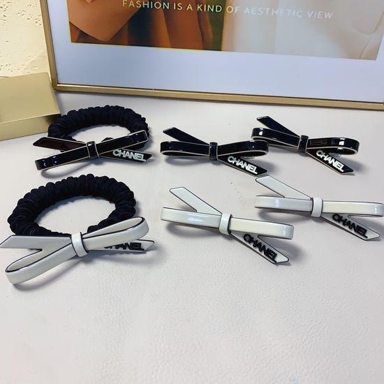 Chanel Acetate Bow Side Hair Clips Set Delicate Accessory
