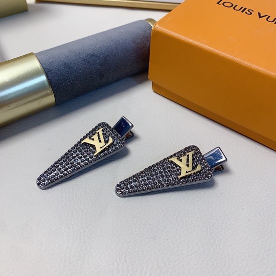 Louis Vuitton LV Rhinestone Side Hair Clips Set Premium Hair Accessory