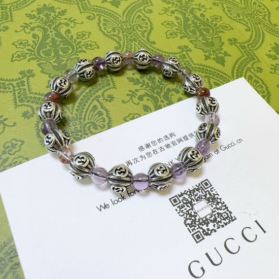 Gucci Vintage Amethyst Detailing Silver Bracelet