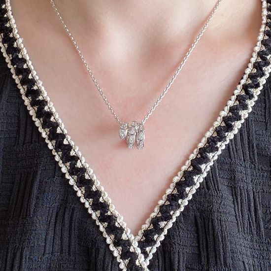 Bvlgari Three Circle Full Diamond Snake Necklace Delicate