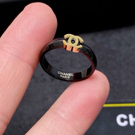 Chanel Elegant Steel Shape Jewelry Stackable Ring