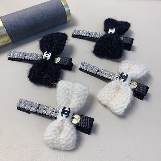 Chanel Rhinestone Bow Hair Clips Set