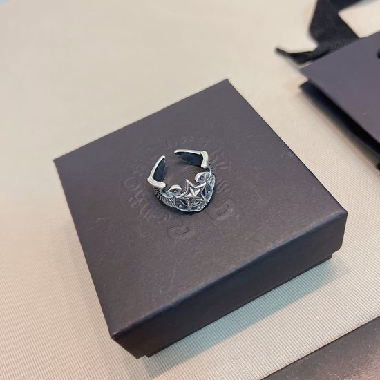 Chrome Hearts Vintage Engraved Pattern Silver Ring