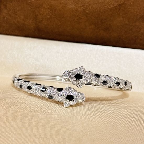 Cartier Diamond Encrusted Silver Bangle