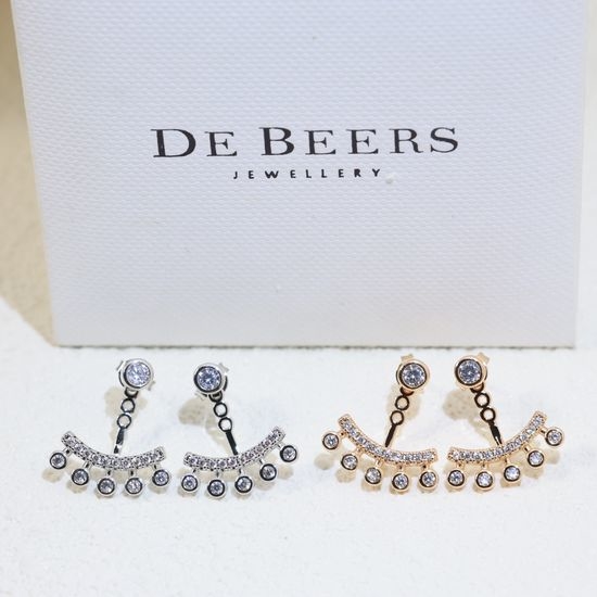 De Beers Cubic Zirconia Sterling Silver Stud Earrings