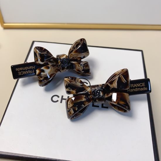 Chanel Acetate Bow Side Hair Clips