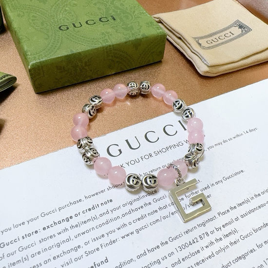 Gucci Rose Quartz Decorated Bangle Bracelet