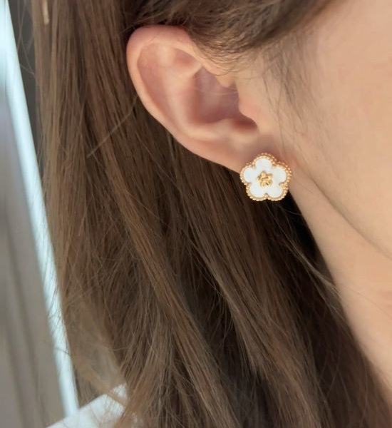 Van Cleef & Arpels VCA Plum Blossom Delicate Stud Earrings
