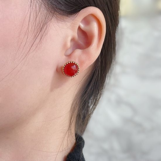 Van Cleef & Arpels VCA Natural Stone Round Bead Earrings