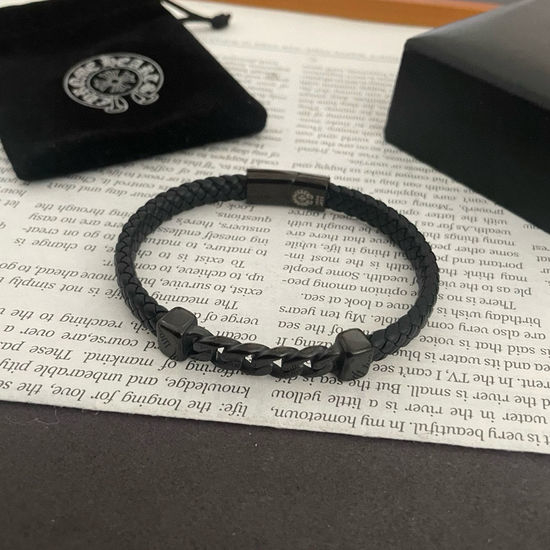 Chrome Hearts Classic Leather Cord Cuff Bracelet
