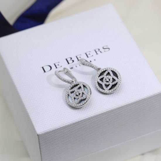De Beers Sterling Silver Square Cubic Zirconia Stud Earrings