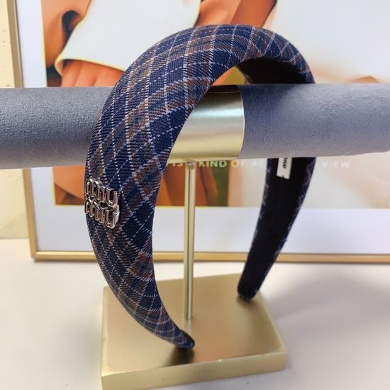 Miu Miu Plaid Pattern Headband