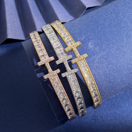 Hermes Zircon Inlaid Letter Bangle Bracelet