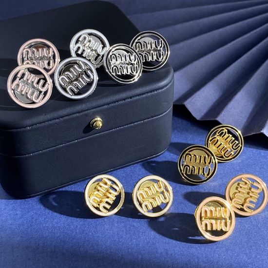 Miu Miu Enamel Hollow Letter Geometric Stud Earrings