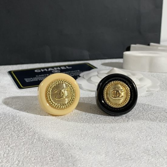 Chanel Classic Resin Metal Detail Ring