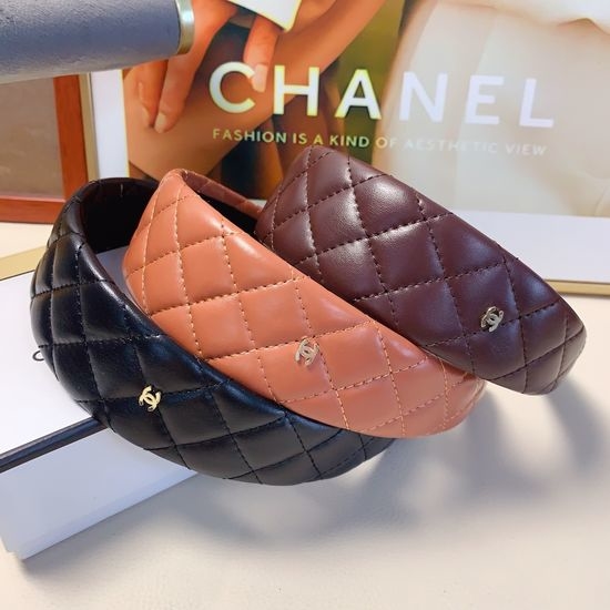 Chanel Plaid Leather Simple Hair Hoop