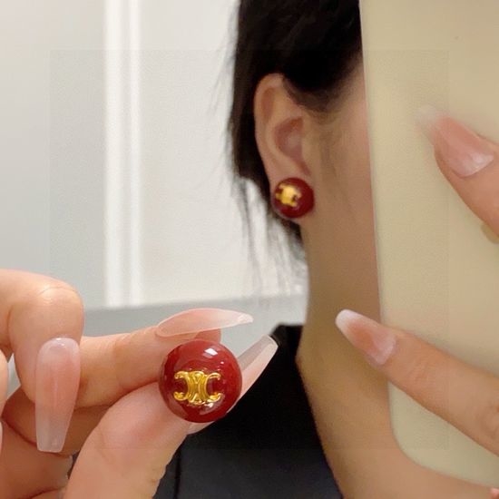 Celine Red Decor Earrings Elegant Fashion Jewelry