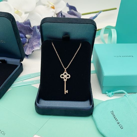 Tiffany & Co. Diamond Key Rose Gold Necklace