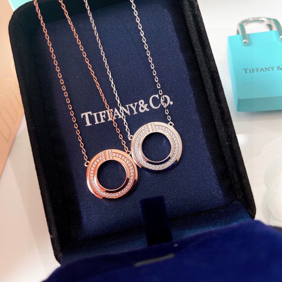 Tiffany & Co. Circular Full Diamond Double T Necklace