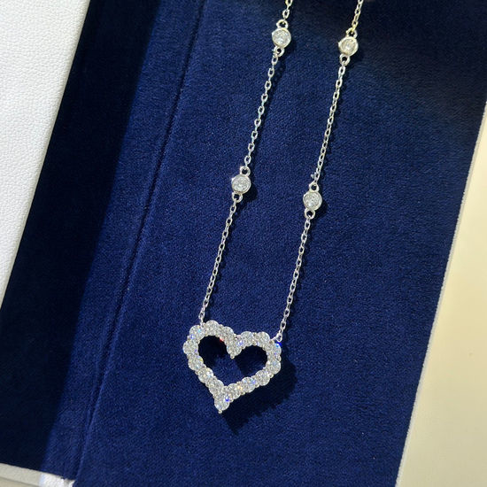 Tiffany & Co. Heart-shaped Paved Stone Pendant Necklace