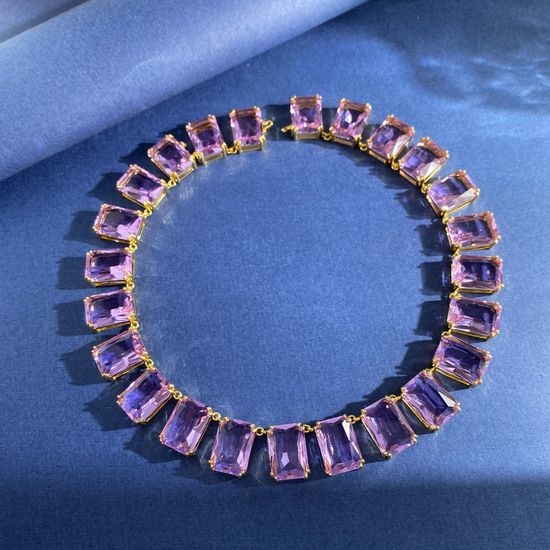 Swarovski Octagonal Crystal Purple Necklace