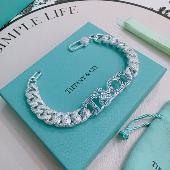 Tiffany & Co. Diamond Inlaid Retro Silver Bracelet