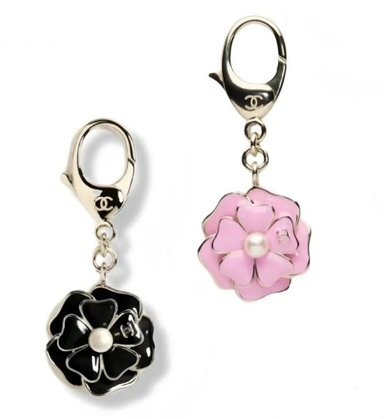 Chanel Enamel Camellia Pearl Bag Charm Accessory