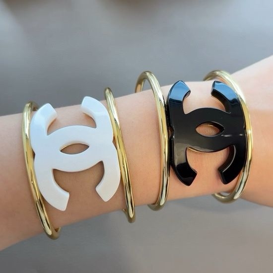 Chanel Classic Logo Wide Cuff Bracelet