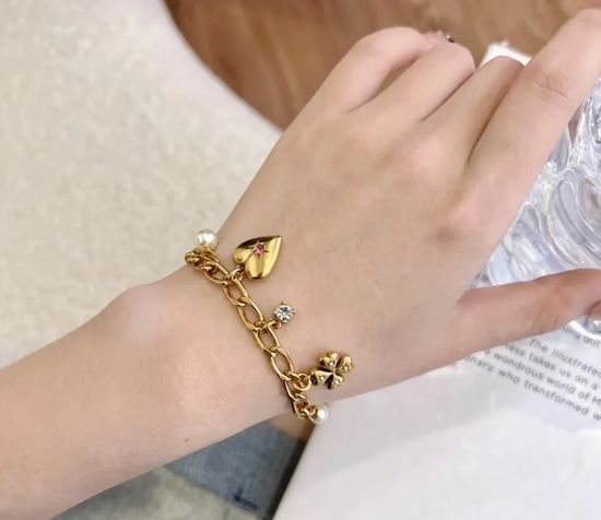 Christian Dior CD Metal Resin Beaded Bracelet