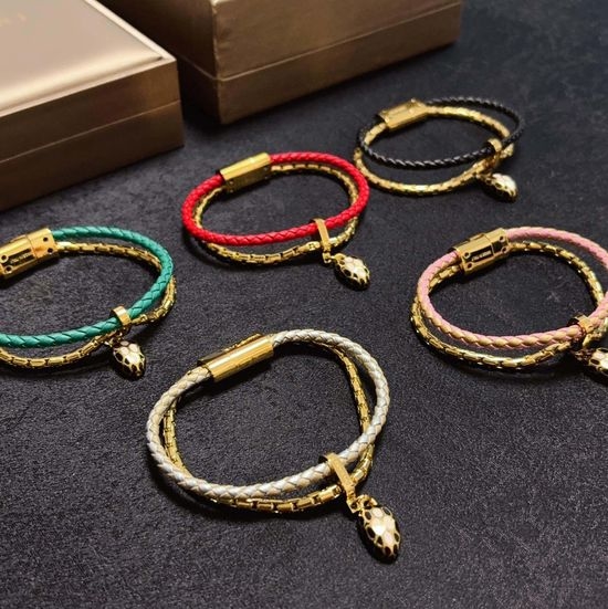 Bvlgari Leather Chain Double Layer Magnetic Bangle