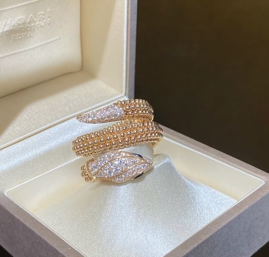 Bvlgari Snake Shape Diamond Ring Gold Plated