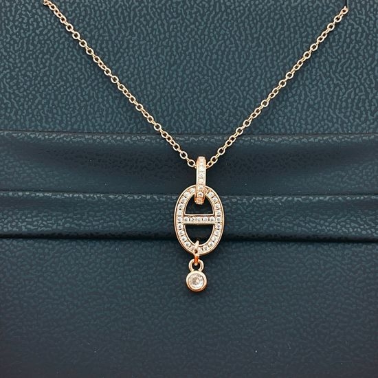Hermes Classic Rose Gold Pig Nose Necklace