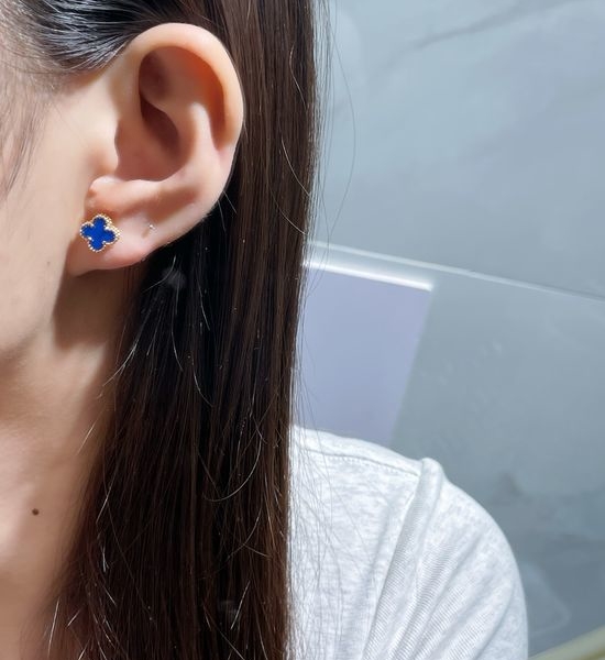 Van Cleef & Arpels VCA Blue Agate Clover Stud Earrings