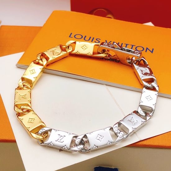 Louis Vuitton LV Two Tone Polished Metal Bracelet