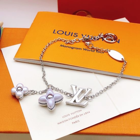 Louis Vuitton LV Silver Flower Brass Bracelet
