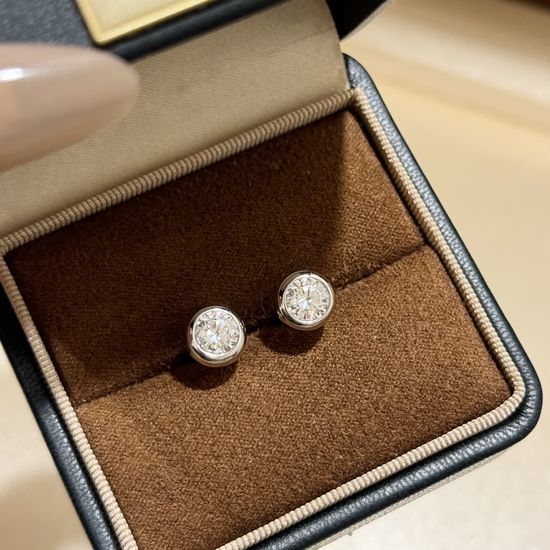 Messika Sterling Silver Two Carat Round Diamond Stud Earrings