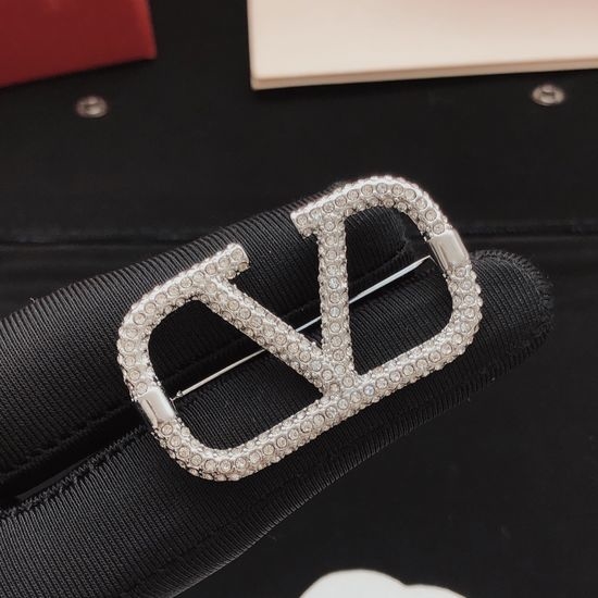 Valentino Sparkling Rhinestone Silver Brooch