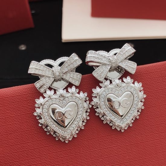 Dolce & Gabbana Bowknot Heart Stud Earrings Brass
