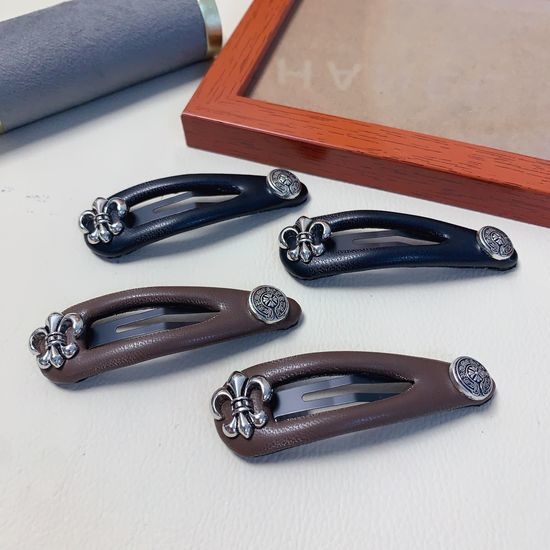 Chrome Hearts Leather Logo Hair Clip Pair