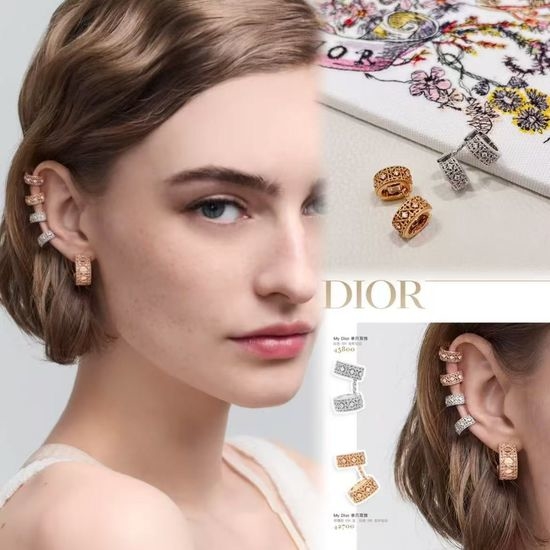 Christian Dior CD Rhinestone Pearl Embellished Metal Earrings