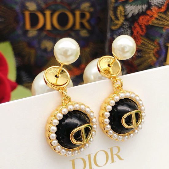 Christian Dior CD Round Black Pearl Pendant Necklace